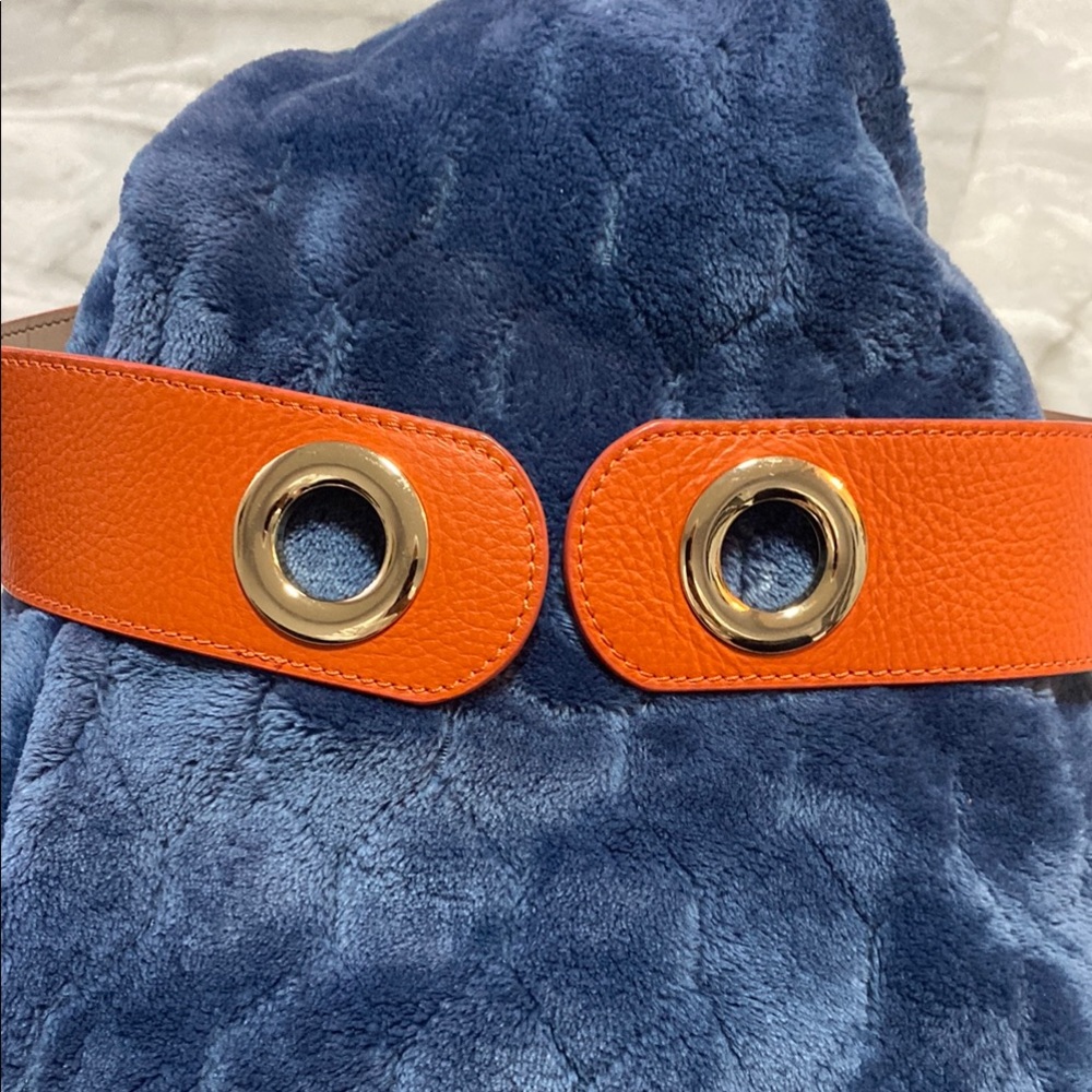 H E R ME S  Orange Belt with Gold Accents HERMES PARIS ALL LEATHER